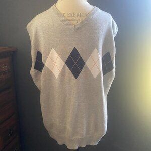 TRUST Men’s Sweater Vest 2XL Gray V-Neck Lightweight Ribbed Pullover